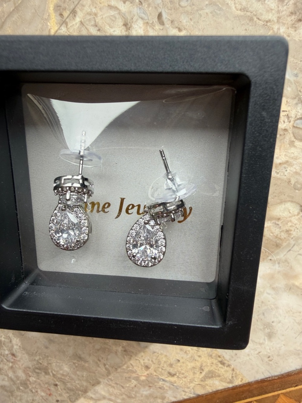 Dazzling Teardrop Cubic Zirconia Drop Earrings - Silver Tone